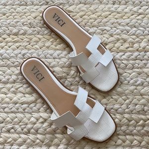 Vici white sandals (size 10)
